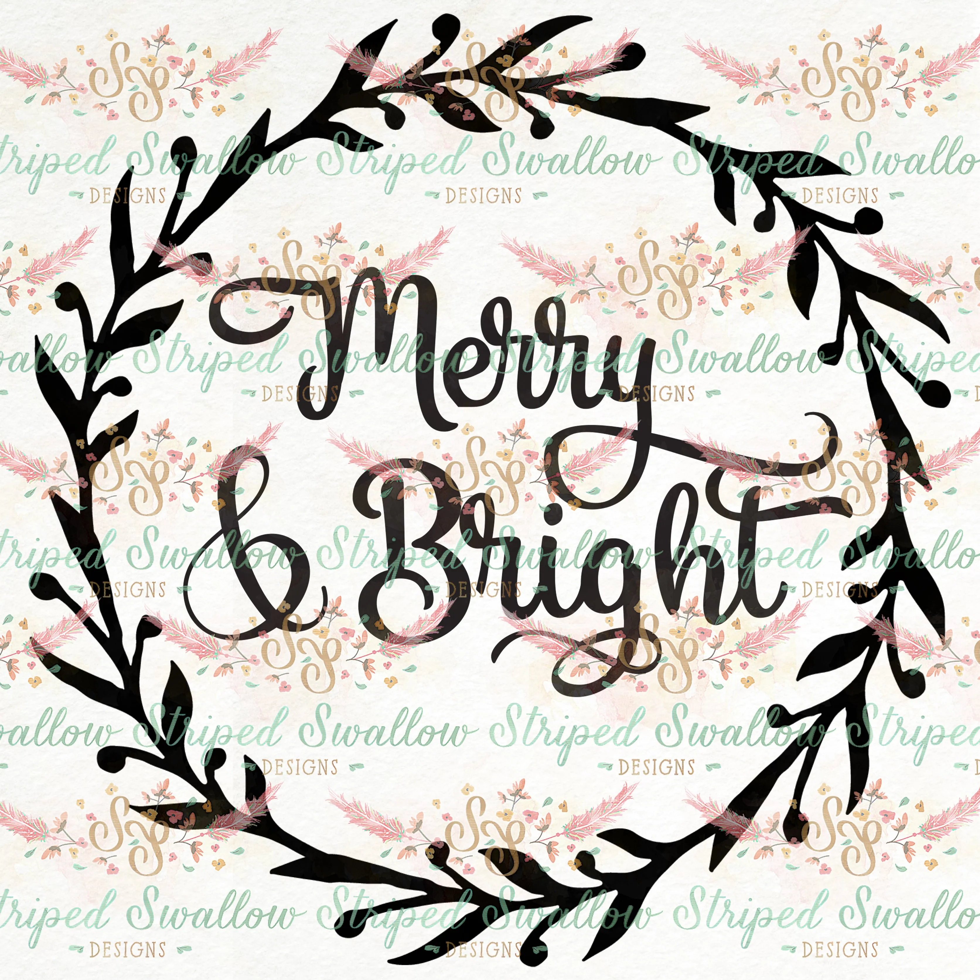 Digital Christmas Cut File Merry and Bright