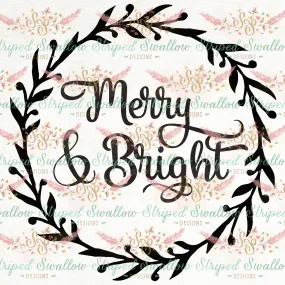 Digital Christmas Cut File Merry and Bright