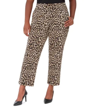 Michael Kors Women's Cheetah Print Pants Plus Size Brown 1X