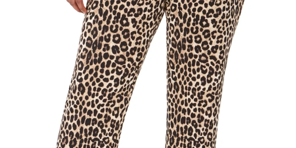 Michael Kors Women's Cheetah Print Pants Plus Size Brown 1X