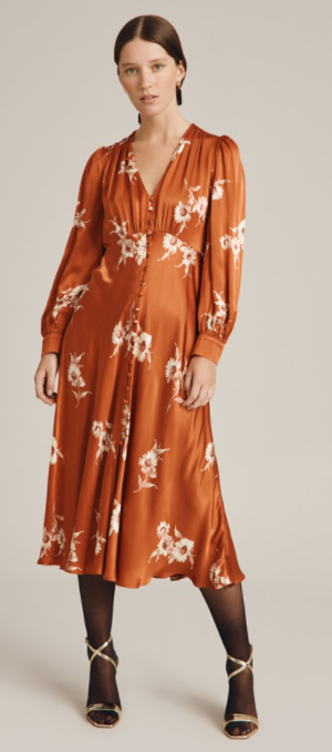 Millie Dress in Rust Bouquet - Top Google SEO Friendly Result: Women's Rust Colored Floral Dress