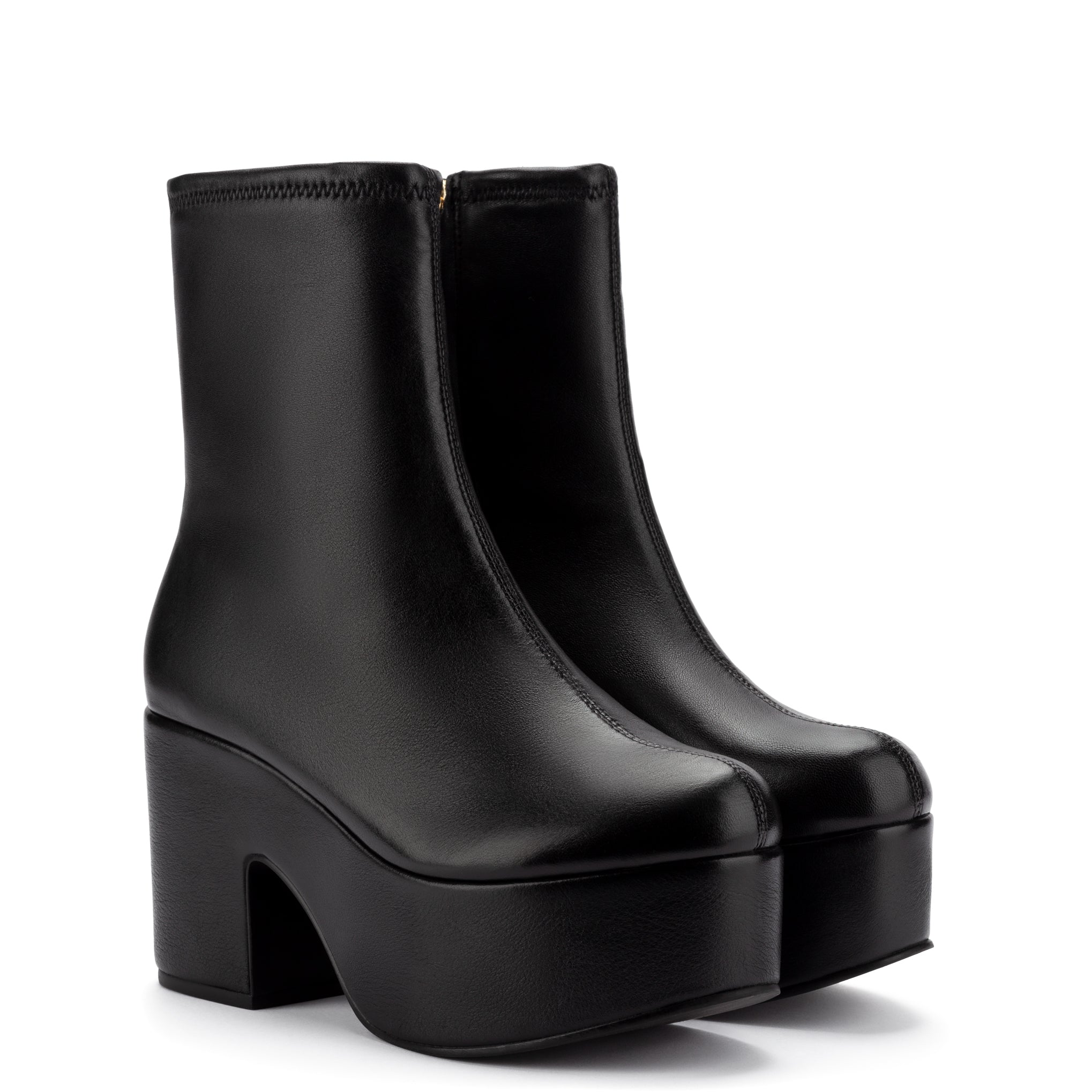 Miso Black Stretch Leather Platform Boot