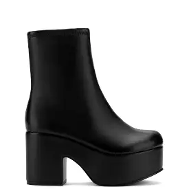 Miso Black Stretch Leather Platform Boot