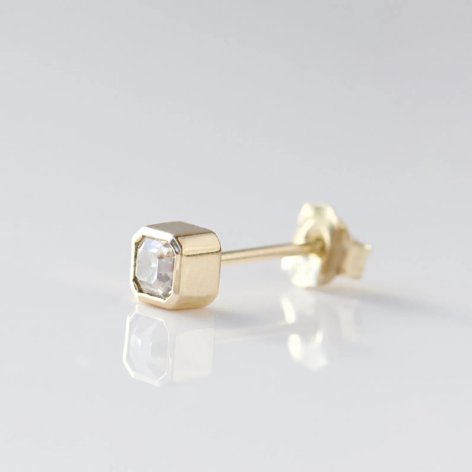 Asscher Cut Moissanite Bezel Set Stud Earrings