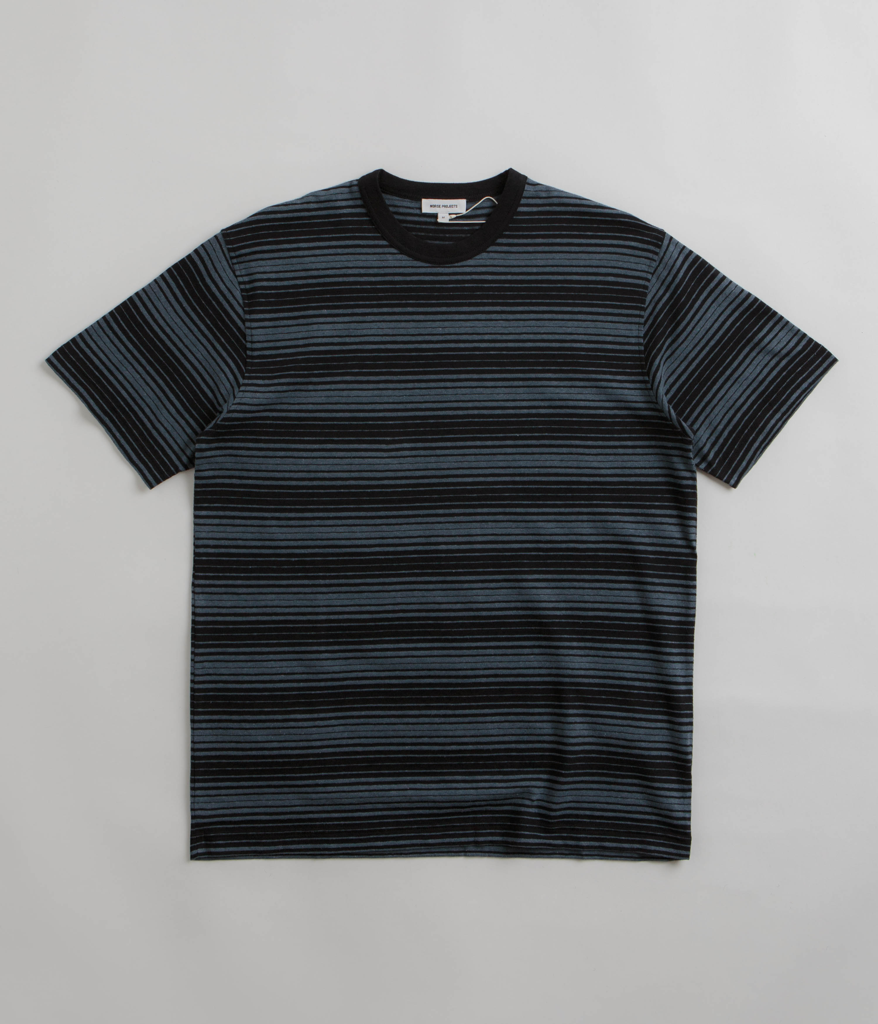 Norse Projects Steel Blue Striped T-Shirt.