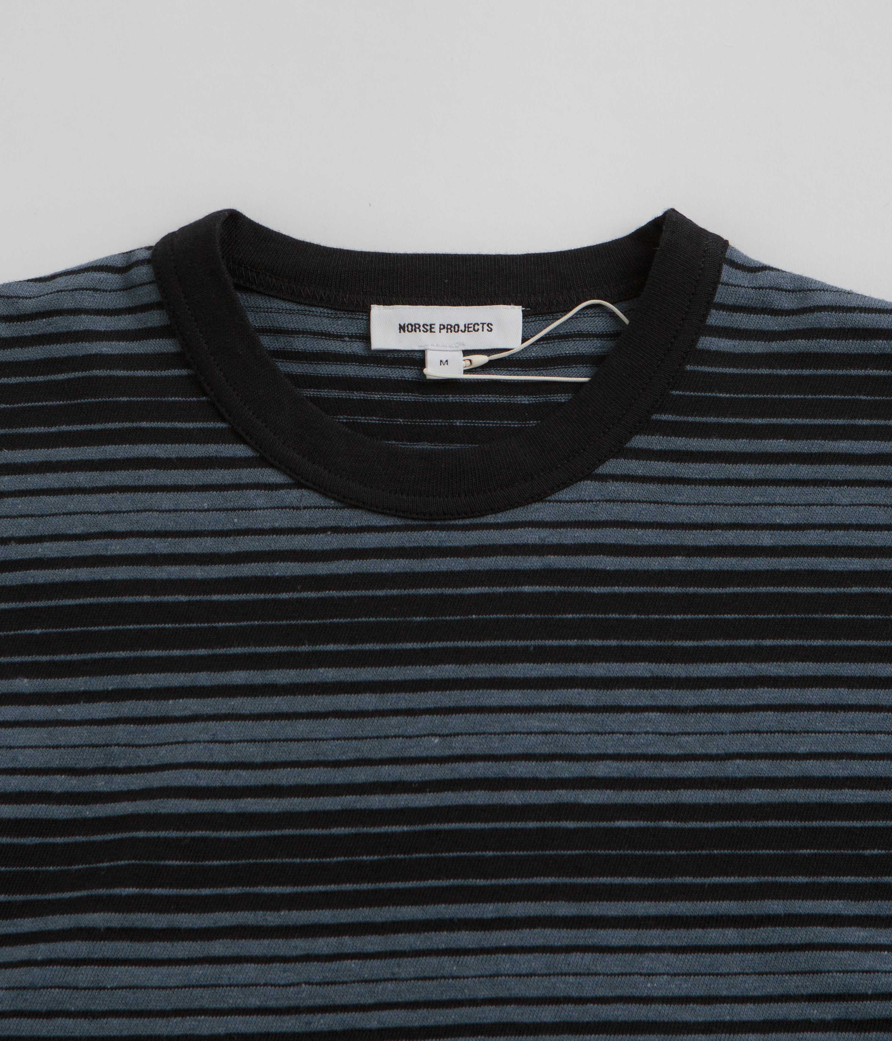 Norse Projects Steel Blue Striped T-Shirt.