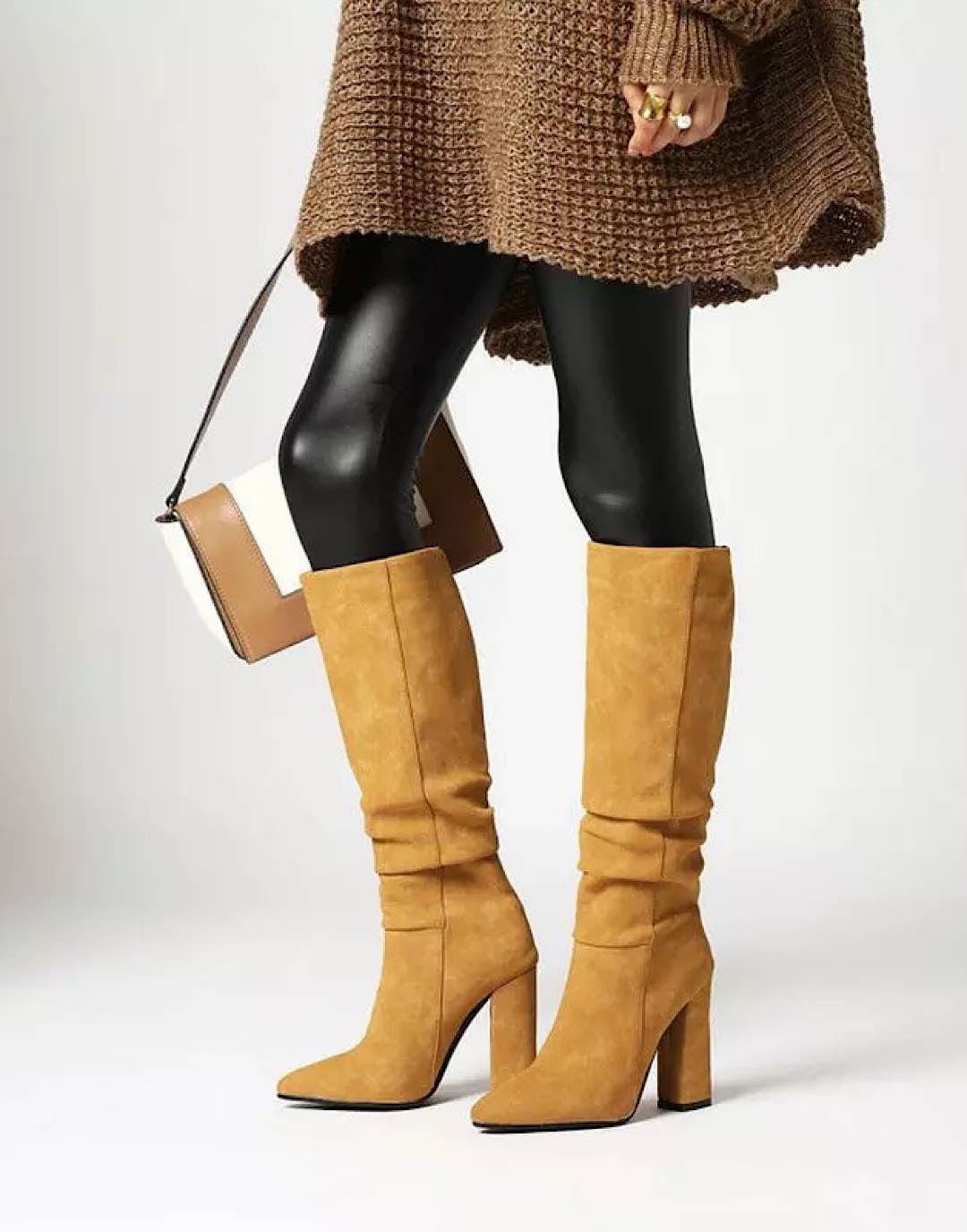 Nubuck Soft Under the Knee Boots