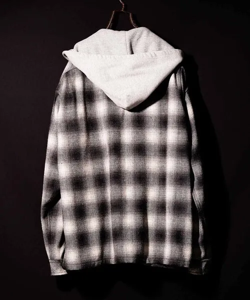 Number Nine Hooded Nel Check Open Collar Shirt