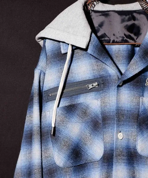 Number Nine Hooded Nel Check Open Collar Shirt