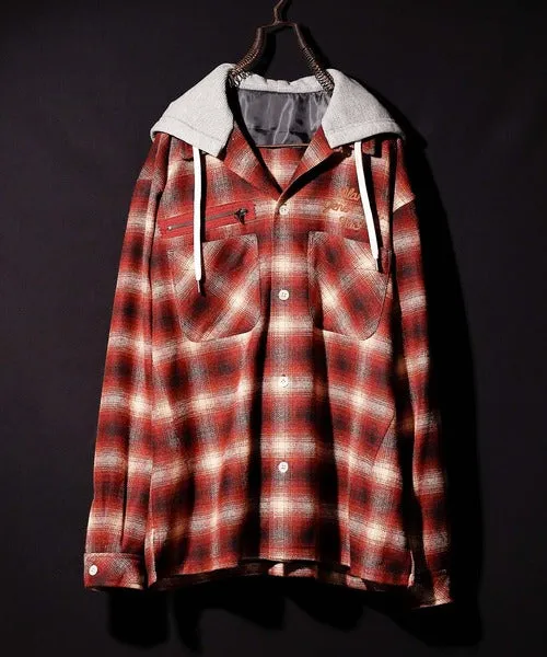 Number Nine Hooded Nel Check Open Collar Shirt