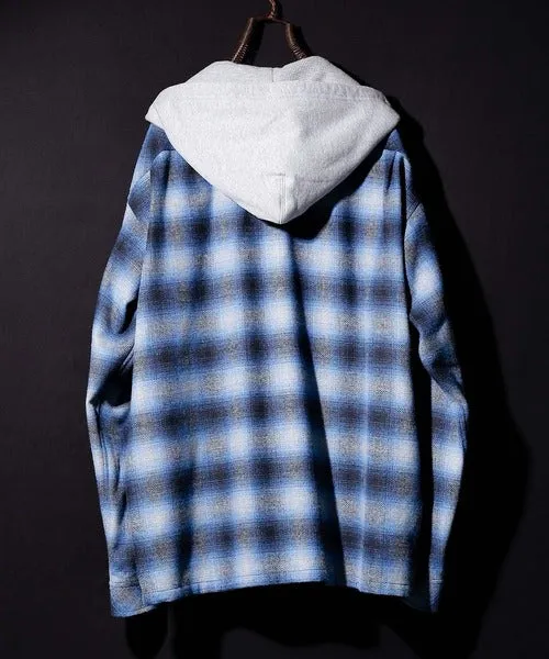 Number Nine Hooded Nel Check Open Collar Shirt