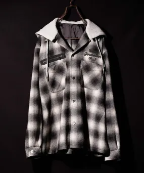 Number Nine Hooded Nel Check Open Collar Shirt