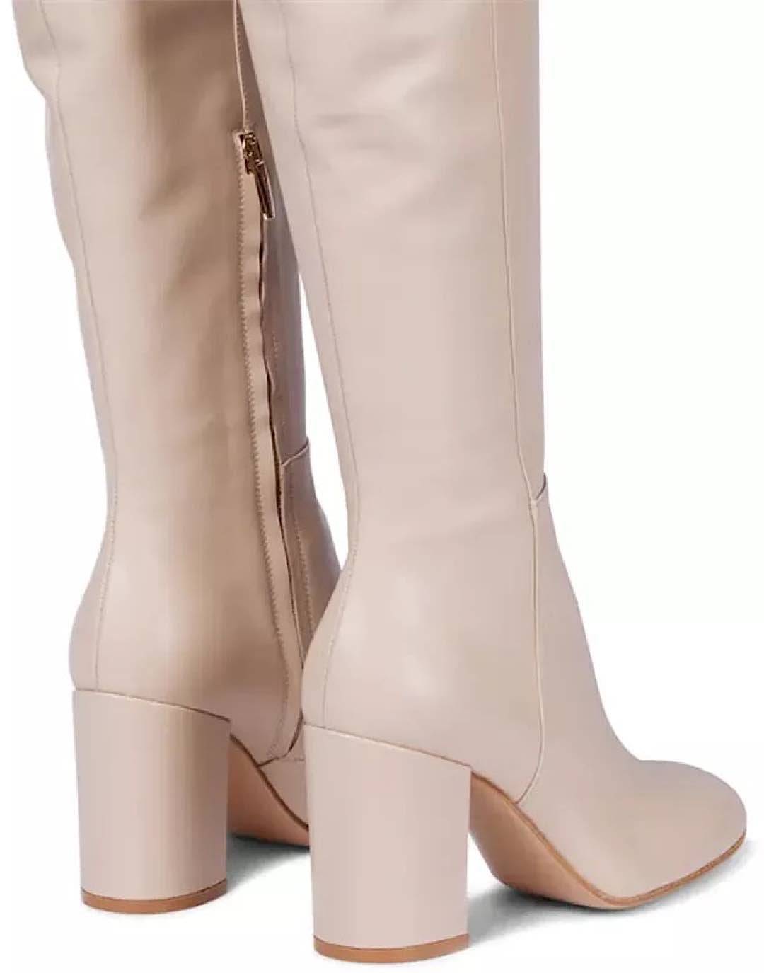 Off White Knee High Genuine Leather Boots