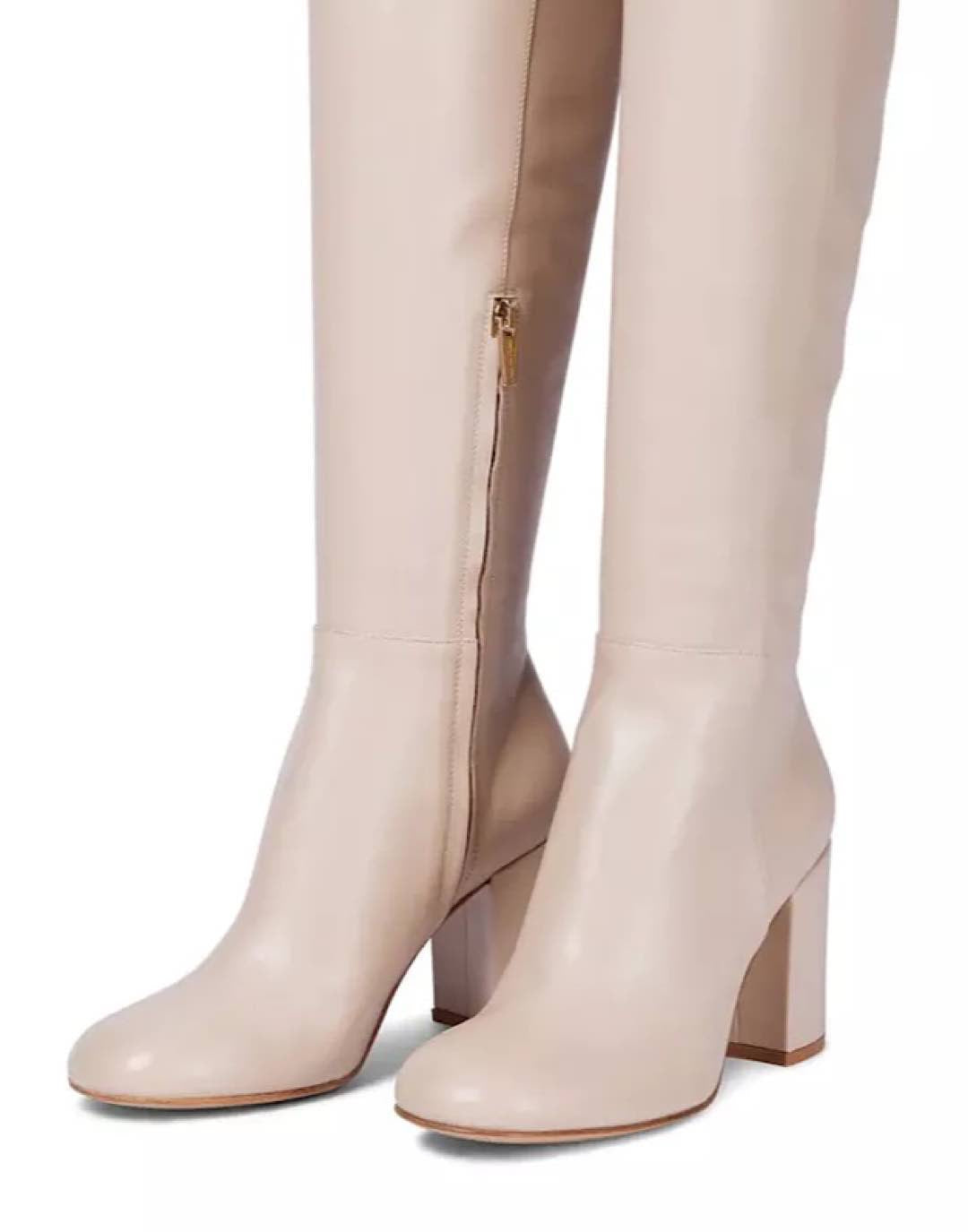 Off White Knee High Genuine Leather Boots