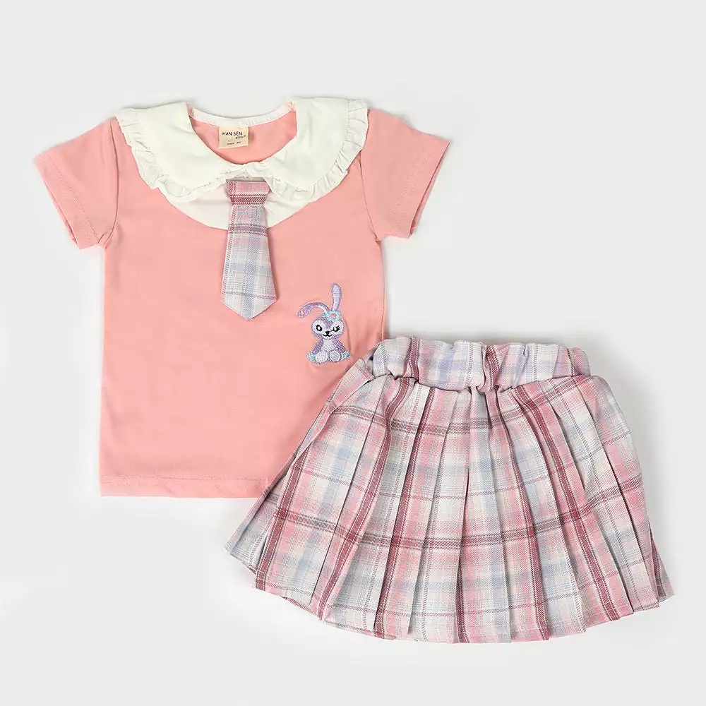 Peach Skirt Suit for Girls