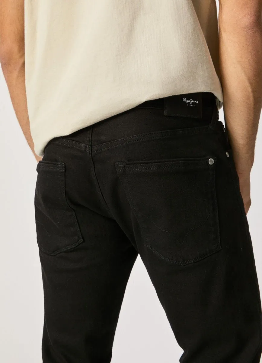 Pepe Jeans Stanley Taper Fit XE5 Black Denim Jeans with Regular Waist