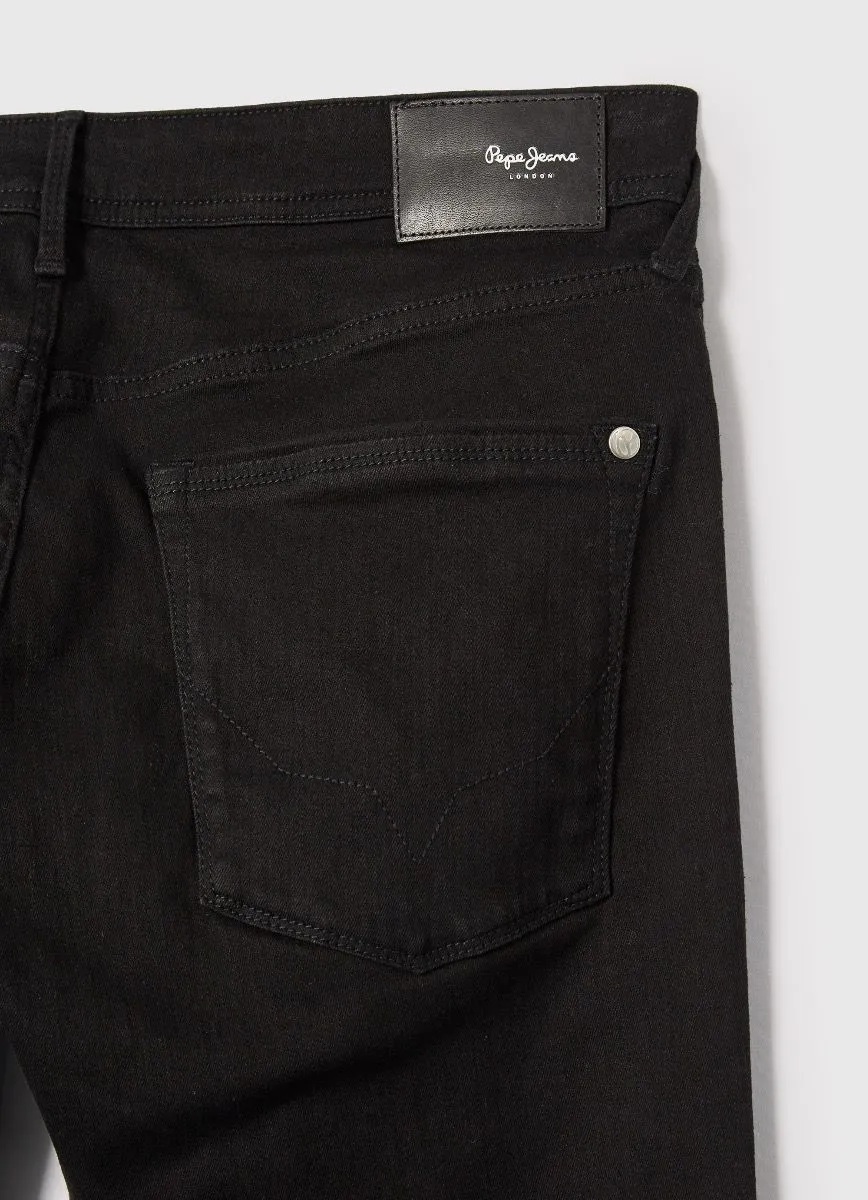 Pepe Jeans Stanley Taper Fit XE5 Black Denim Jeans with Regular Waist