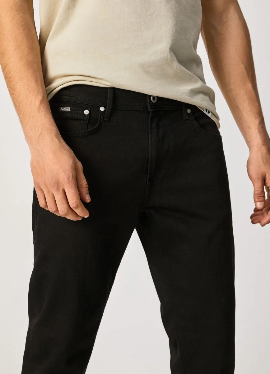 Pepe Jeans Stanley Taper Fit XE5 Black Denim Jeans with Regular Waist