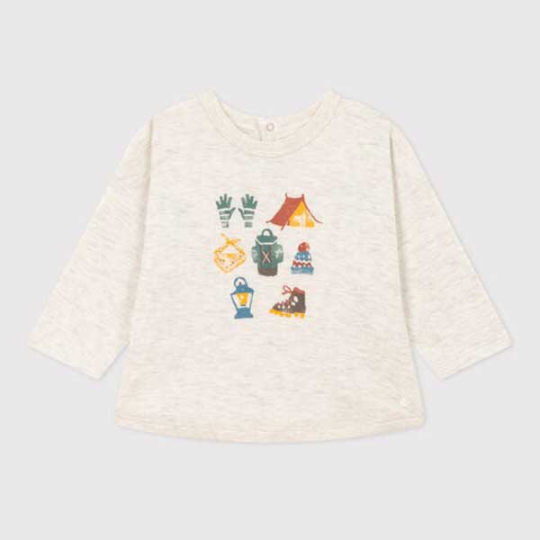 Petit Bateau Long Sleeve Top Camping Oatmeal