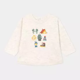 Petit Bateau Long Sleeve Top Camping Oatmeal