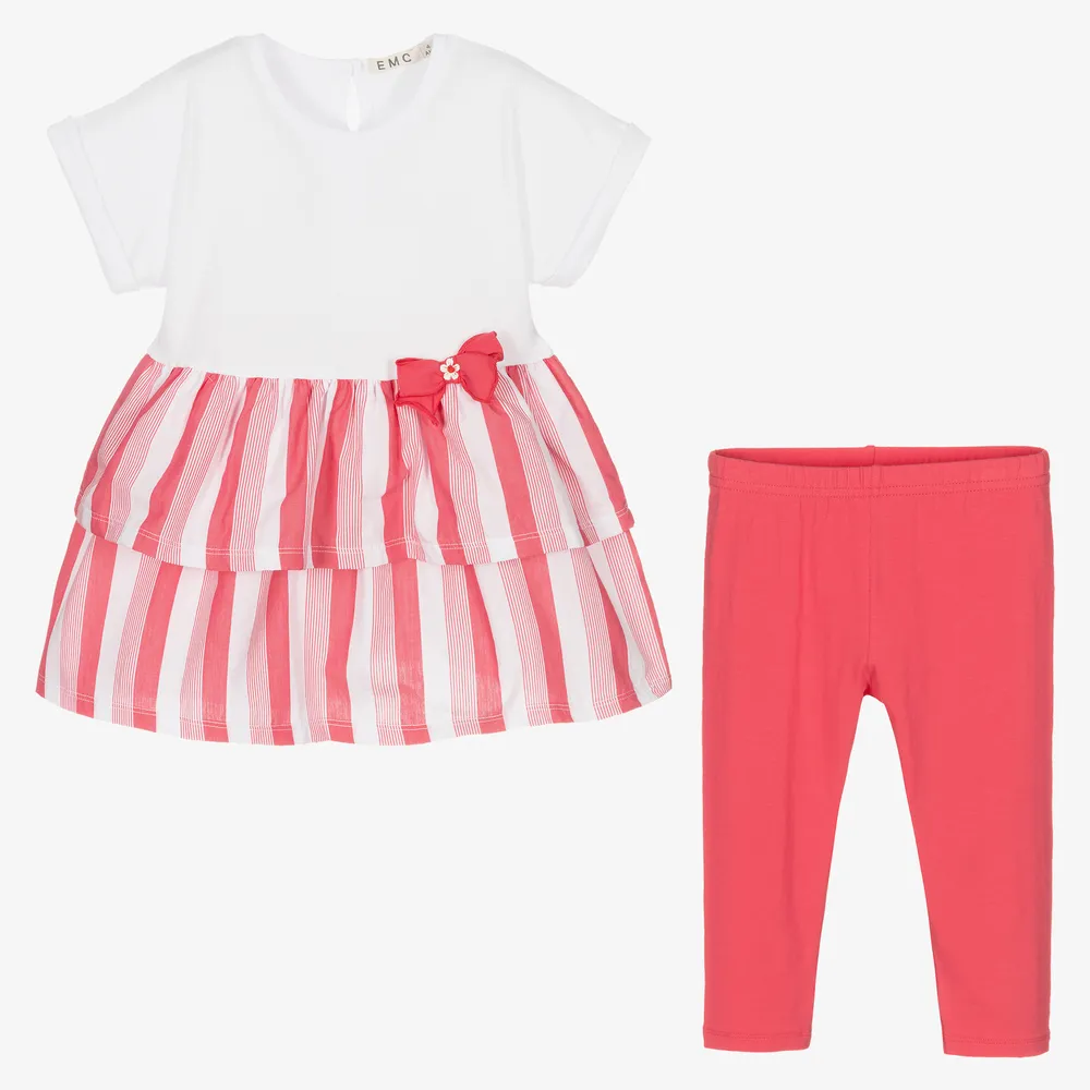 Pink White Leggings Matching Set