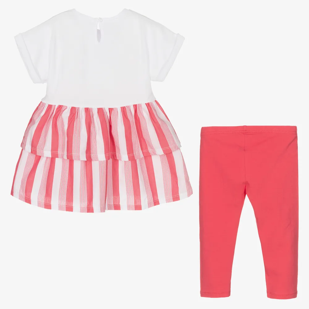 Pink White Leggings Matching Set