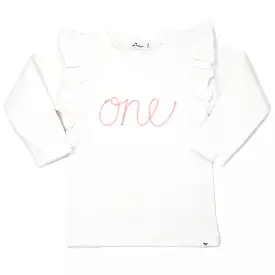 Pink Eyelash Millie Long Sleeve Birthday Tee - Cream