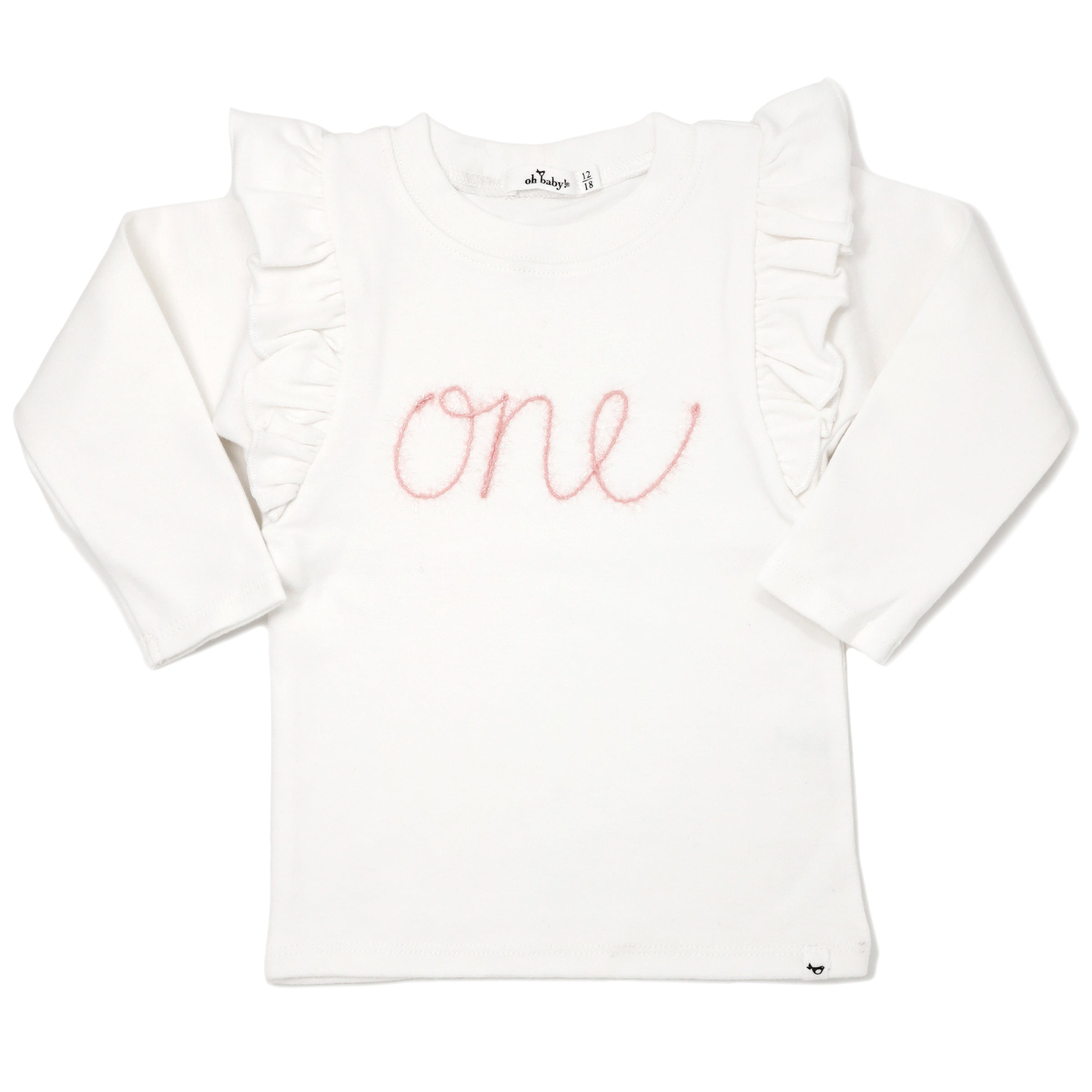 Pink Eyelash Millie Long Sleeve Birthday Tee - Cream