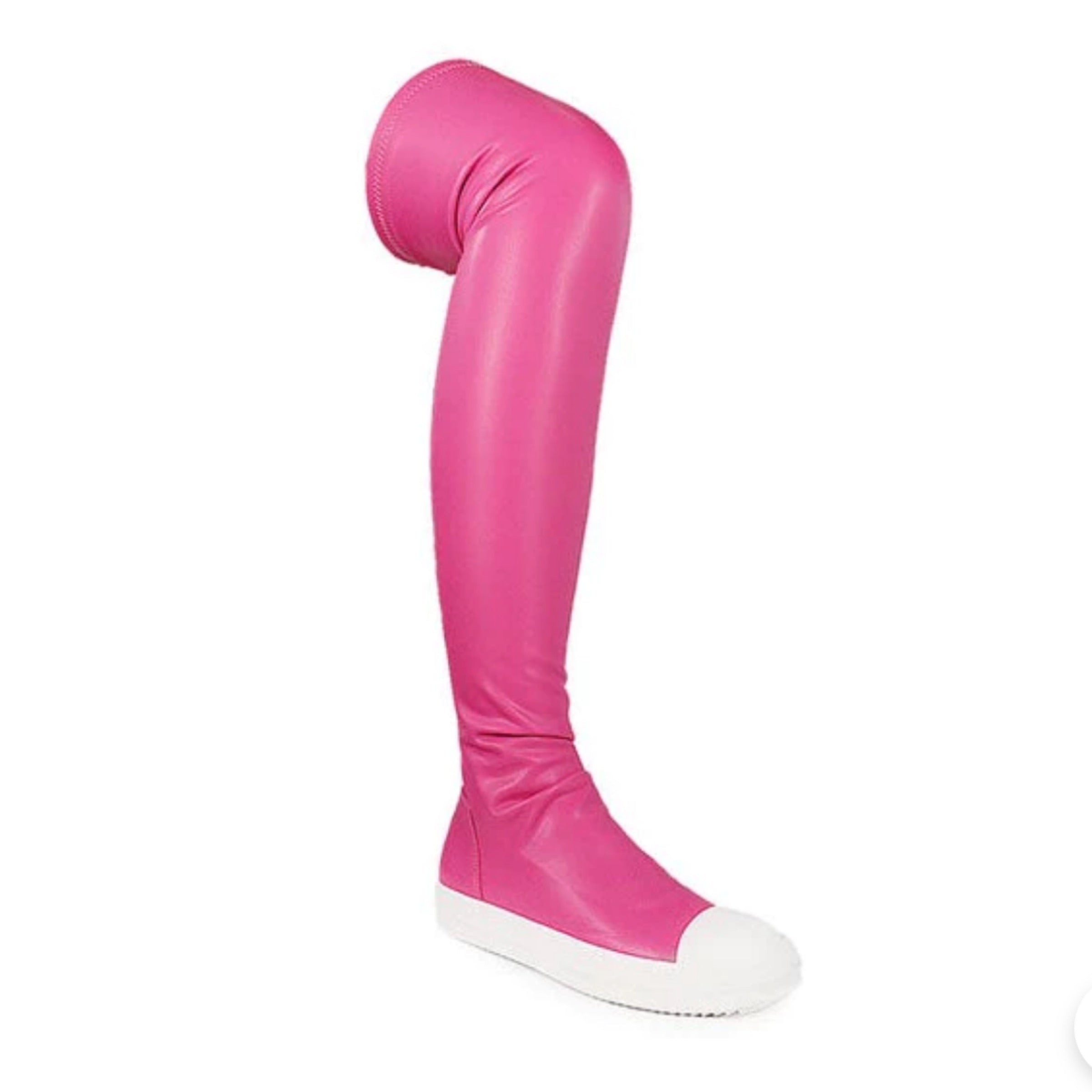 pink leather over the knee high boot - wannabe