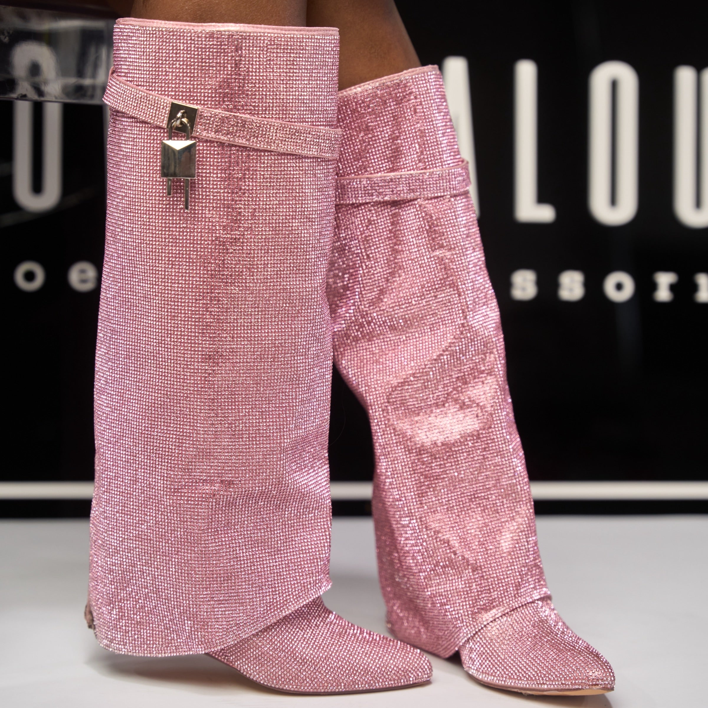 Pink rhinestone shark boot - mutto: Buy now, limited stock available