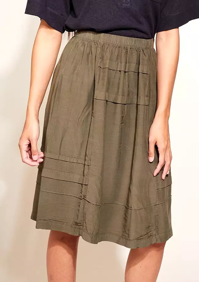 Pleated Skirt in Fatigue Color