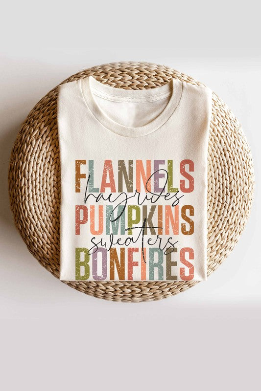 plus size flannels, pumpkins, bonfires, graphic tee