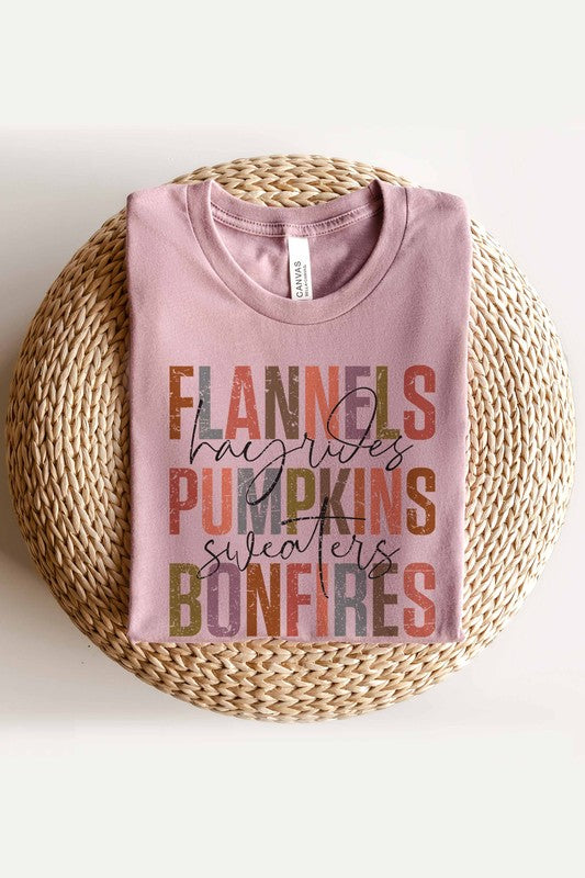 plus size flannels, pumpkins, bonfires, graphic tee