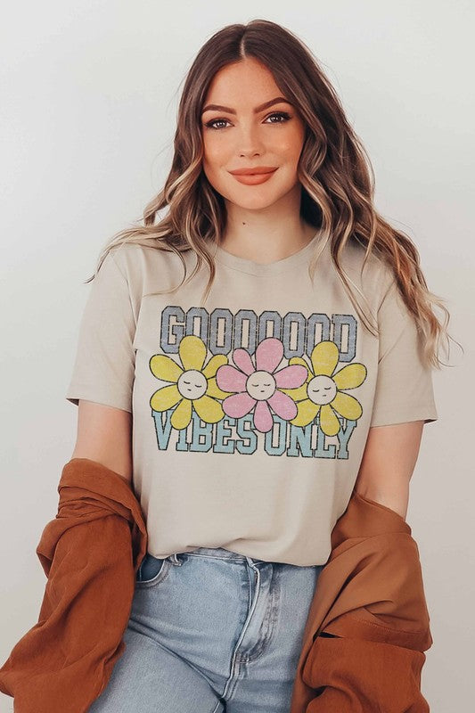 Plus Size Graphic Tee with Positive Vibes