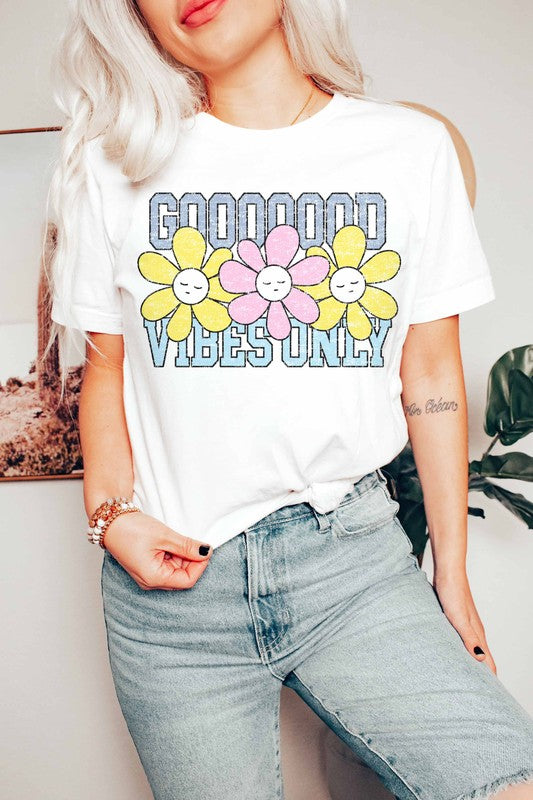 Plus Size Graphic Tee with Positive Vibes