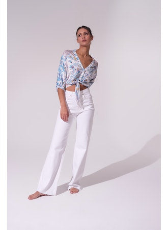 Poupette St Barth Azia Shirt - Blue White Botanique