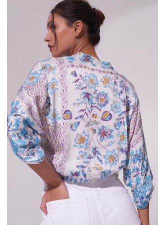 Poupette St Barth Azia Shirt - Blue White Botanique