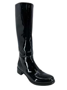 prada patent leather mid calf boots size 6.5