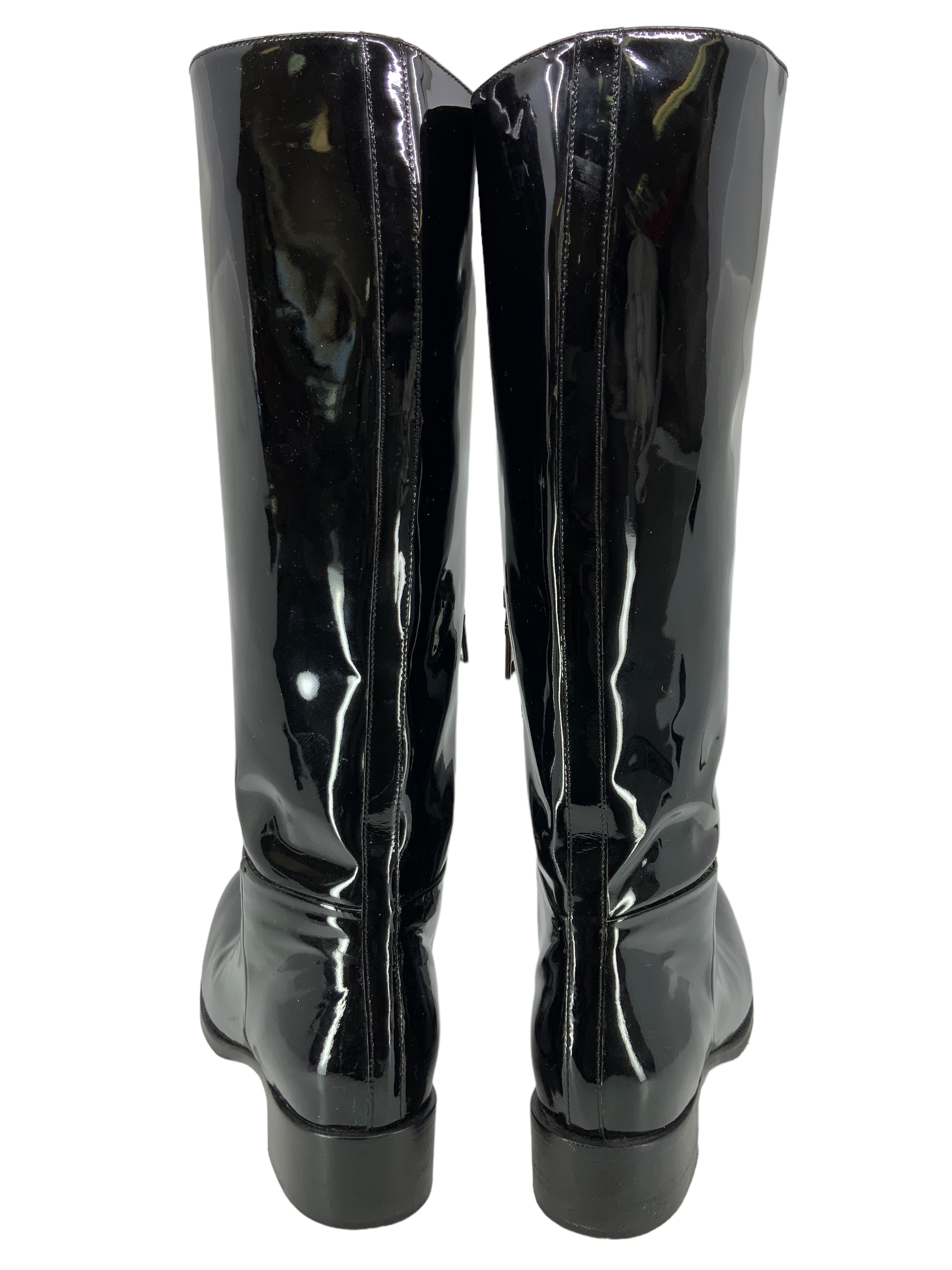 prada patent leather mid calf boots size 6.5