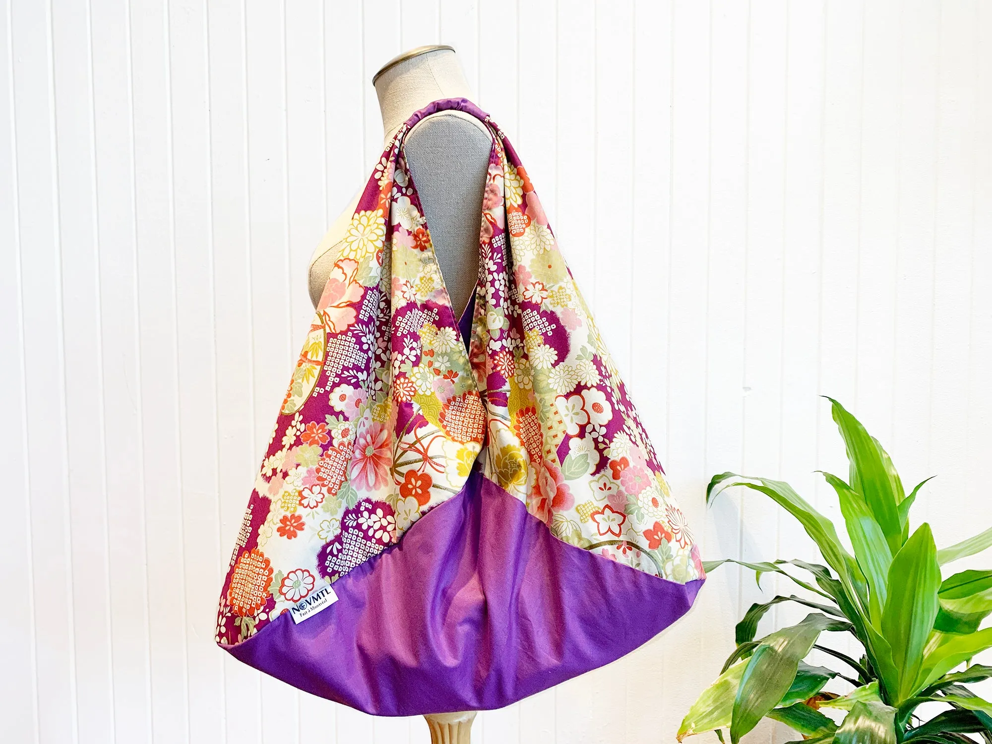 Purple Chrysanthemum Market Bag - Handmade Origami Bag