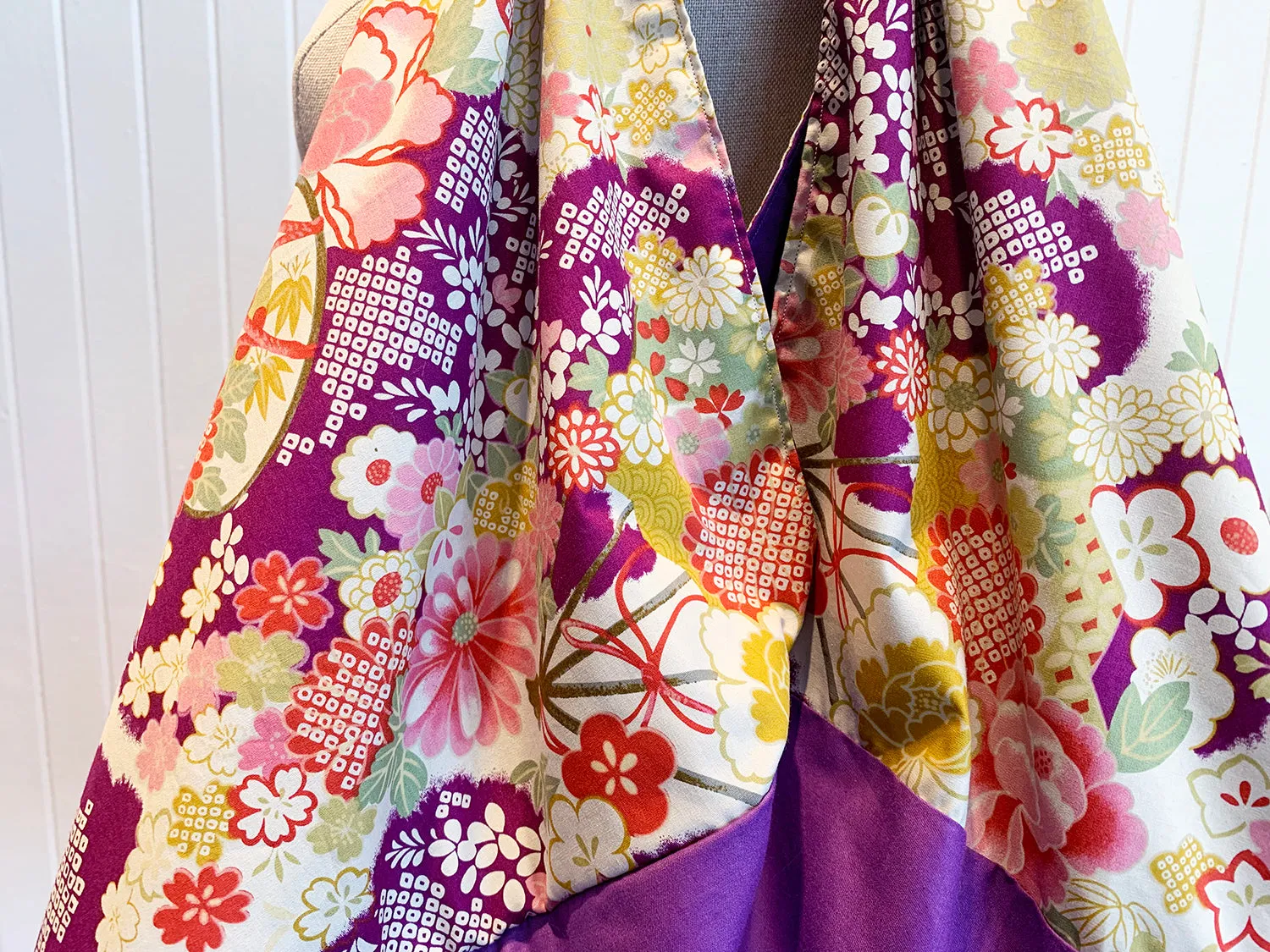 Purple Chrysanthemum Market Bag - Handmade Origami Bag