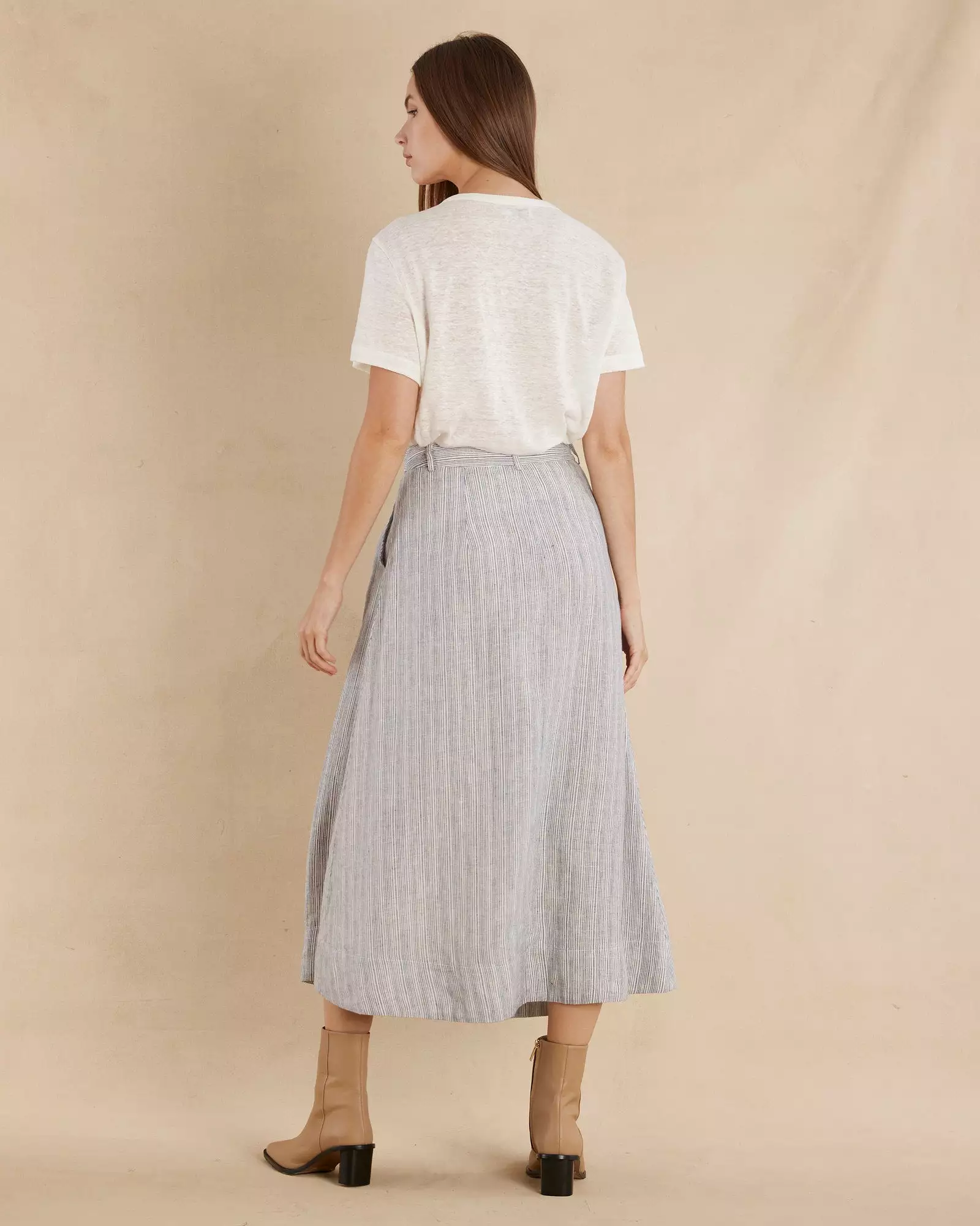 Rayee Striped Linen Skirt