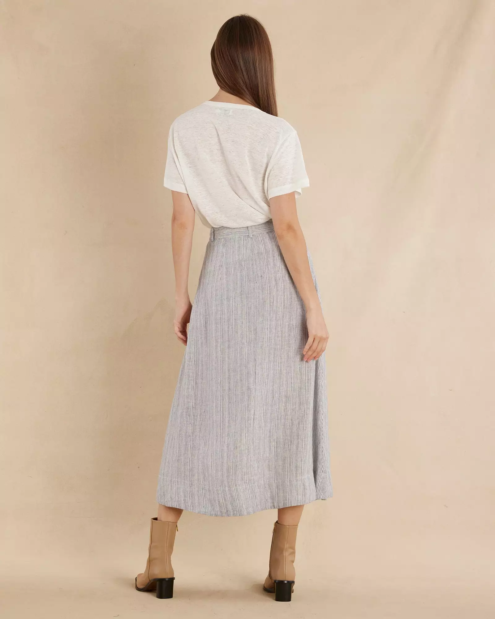 Rayee Striped Linen Skirt