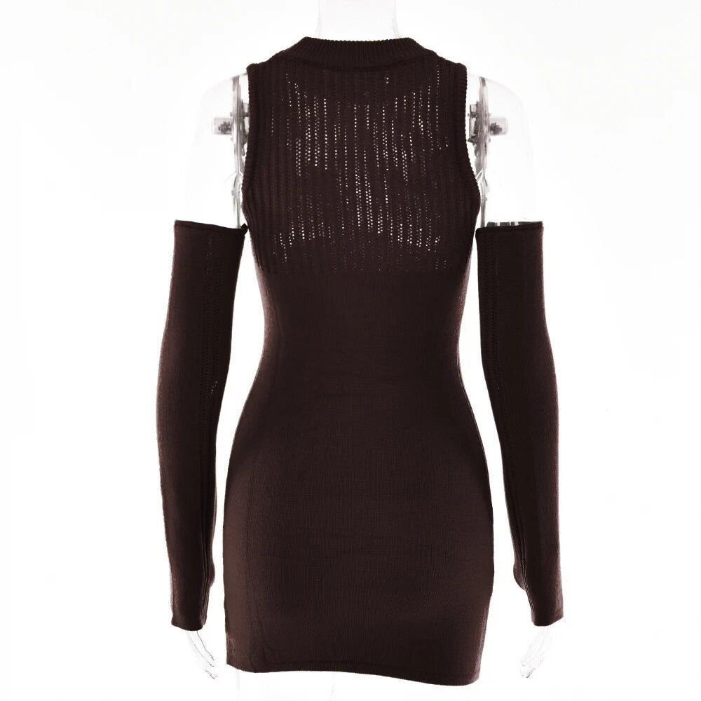 Ribbed Dress - Brown/Bronze/Olive