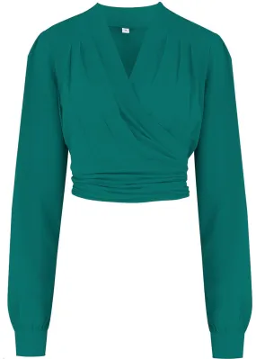 Rock N Romance Darla Long Sleeve Wrap Blouse Teal