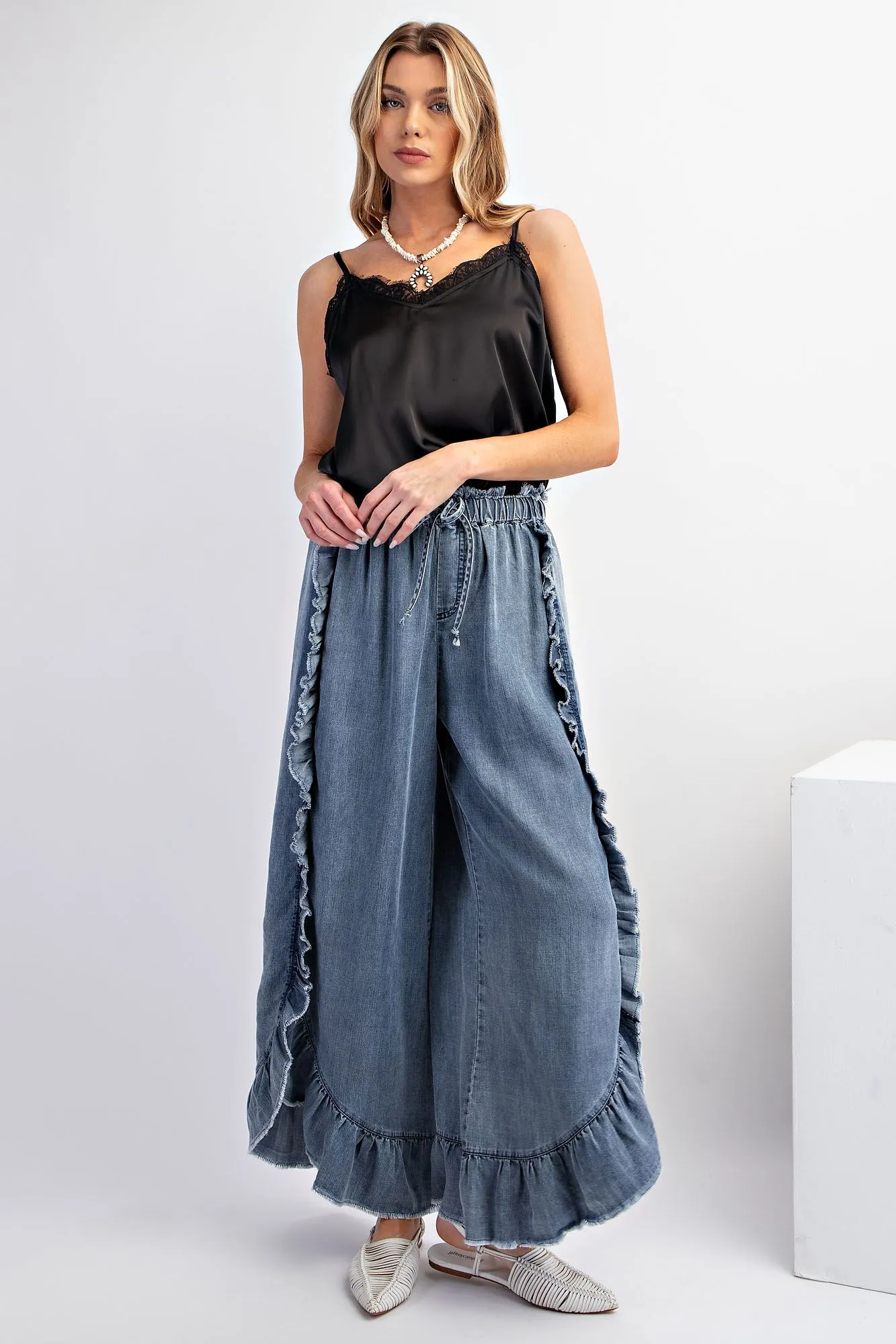 Ruffled Wide Leg Pants