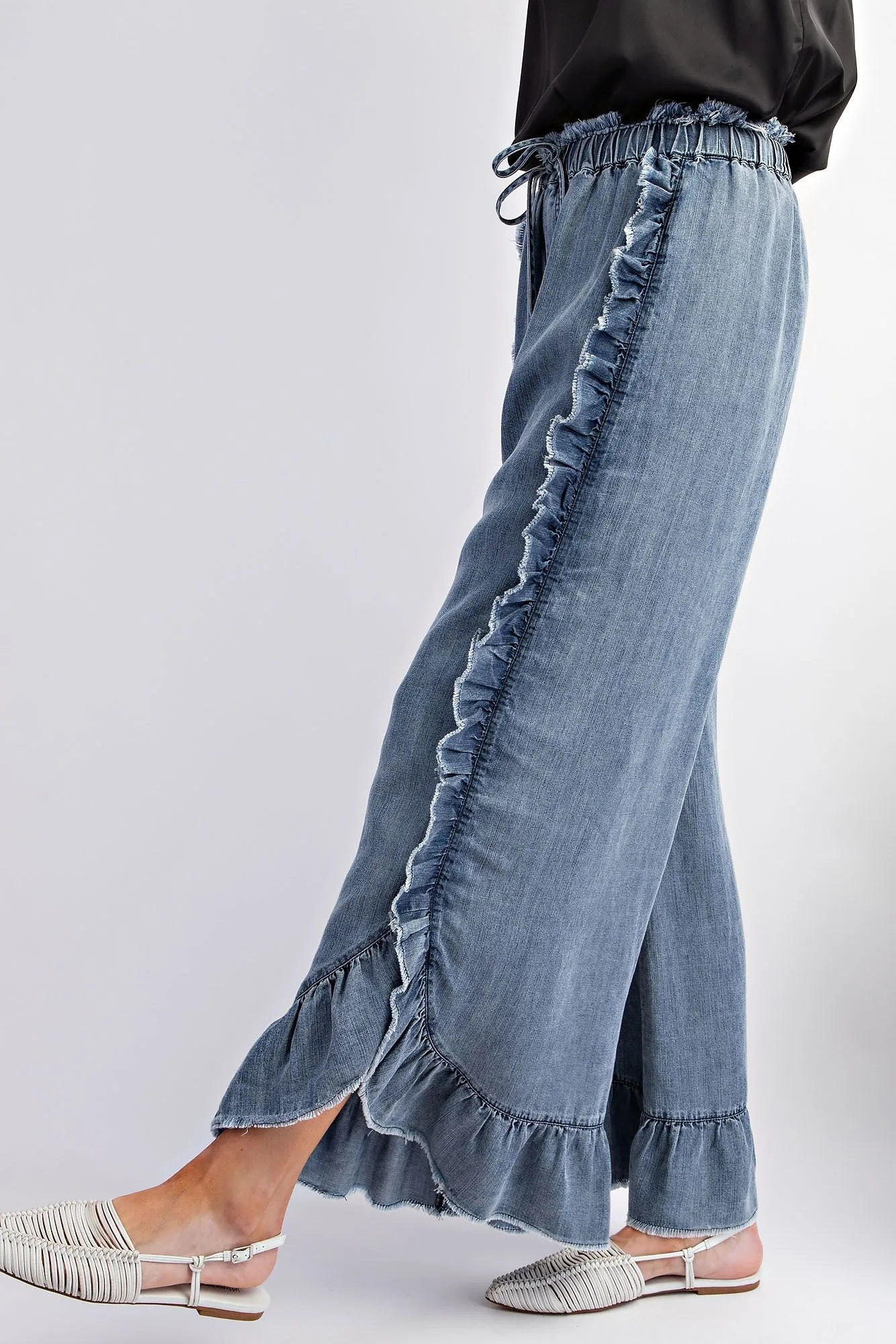 Ruffled Wide Leg Pants