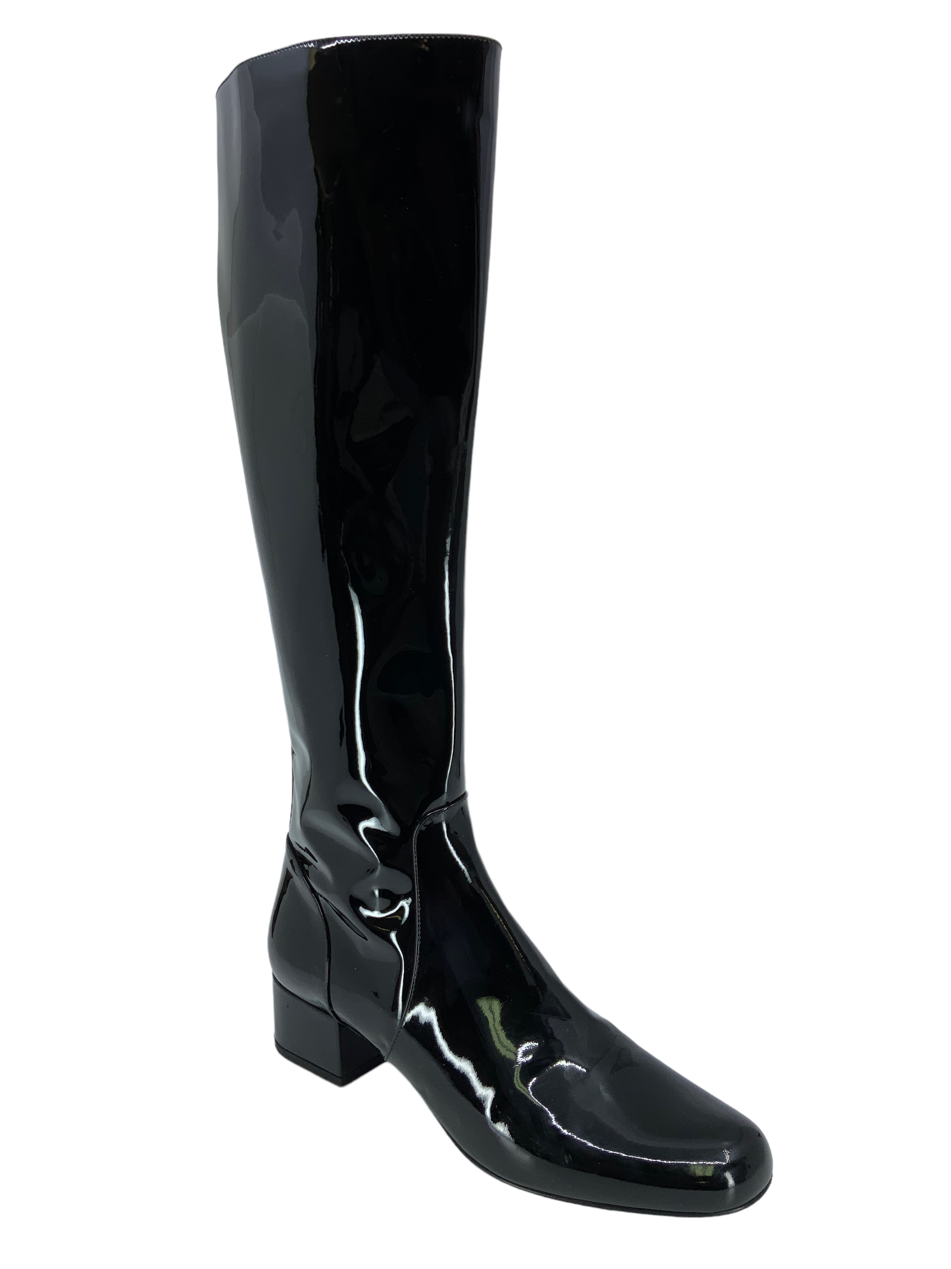 Saint Laurent Patent Leather Boots - Size 9 Mid Calf