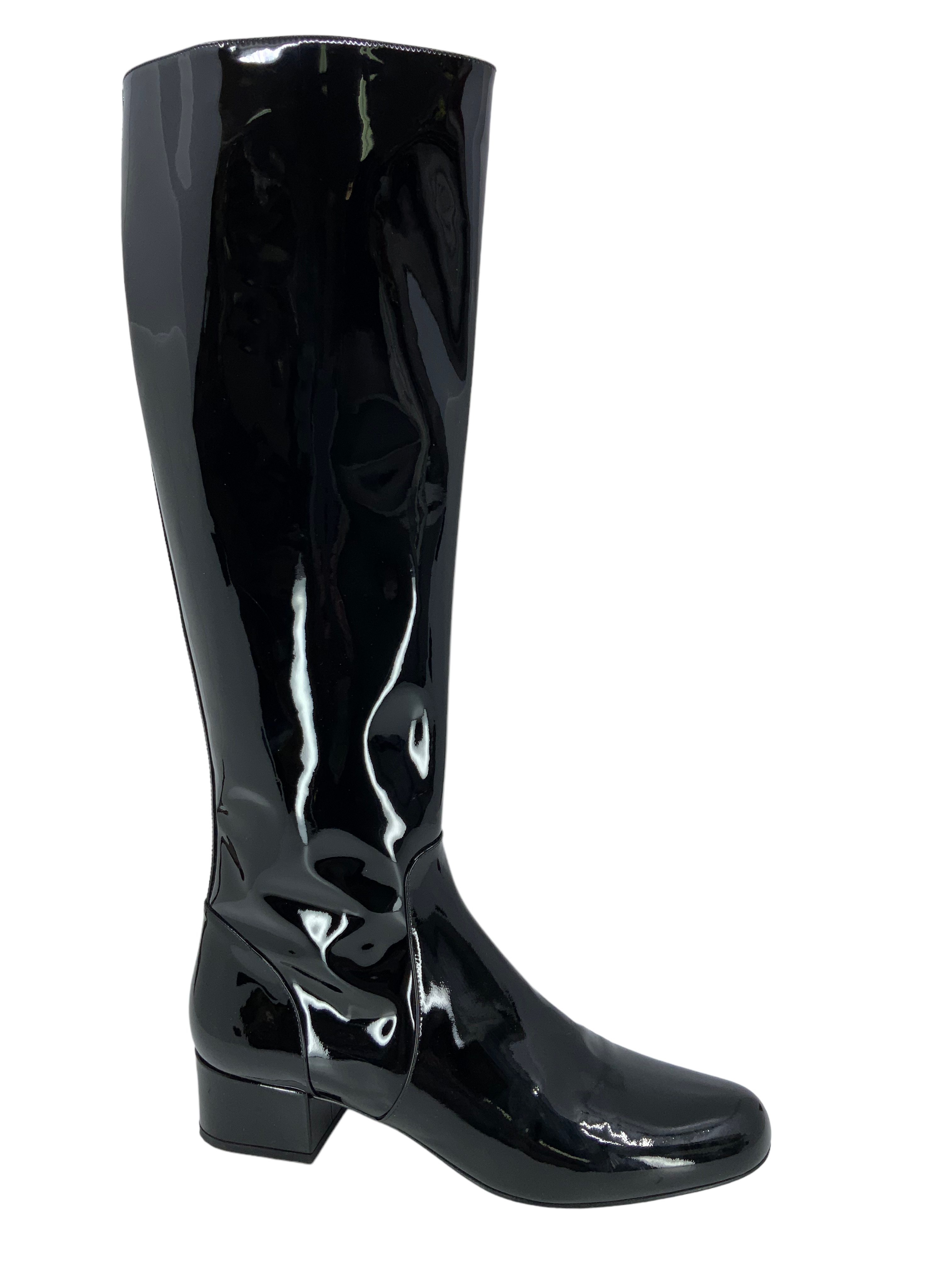 Saint Laurent Patent Leather Boots - Size 9 Mid Calf