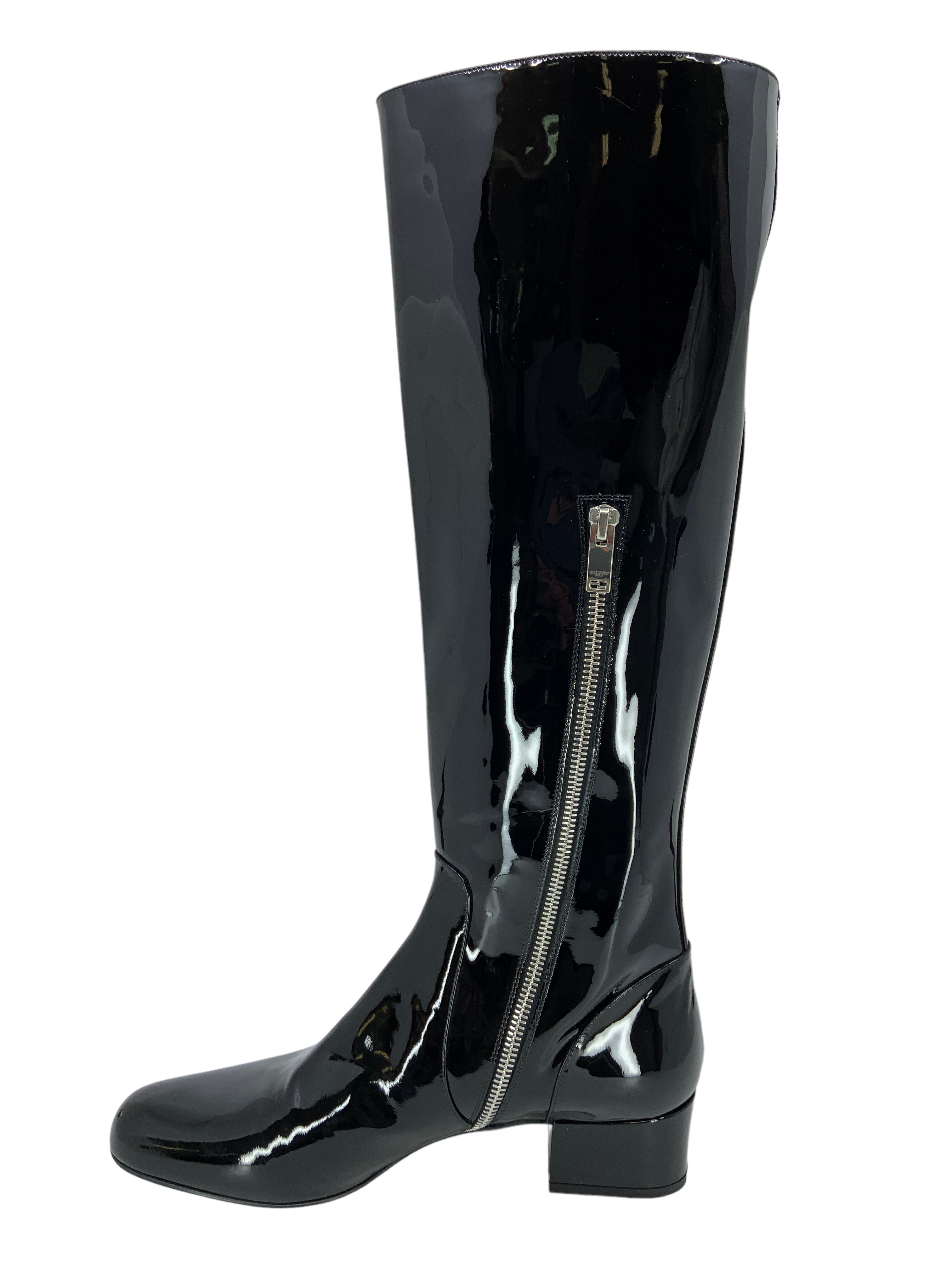 Saint Laurent Patent Leather Boots - Size 9 Mid Calf